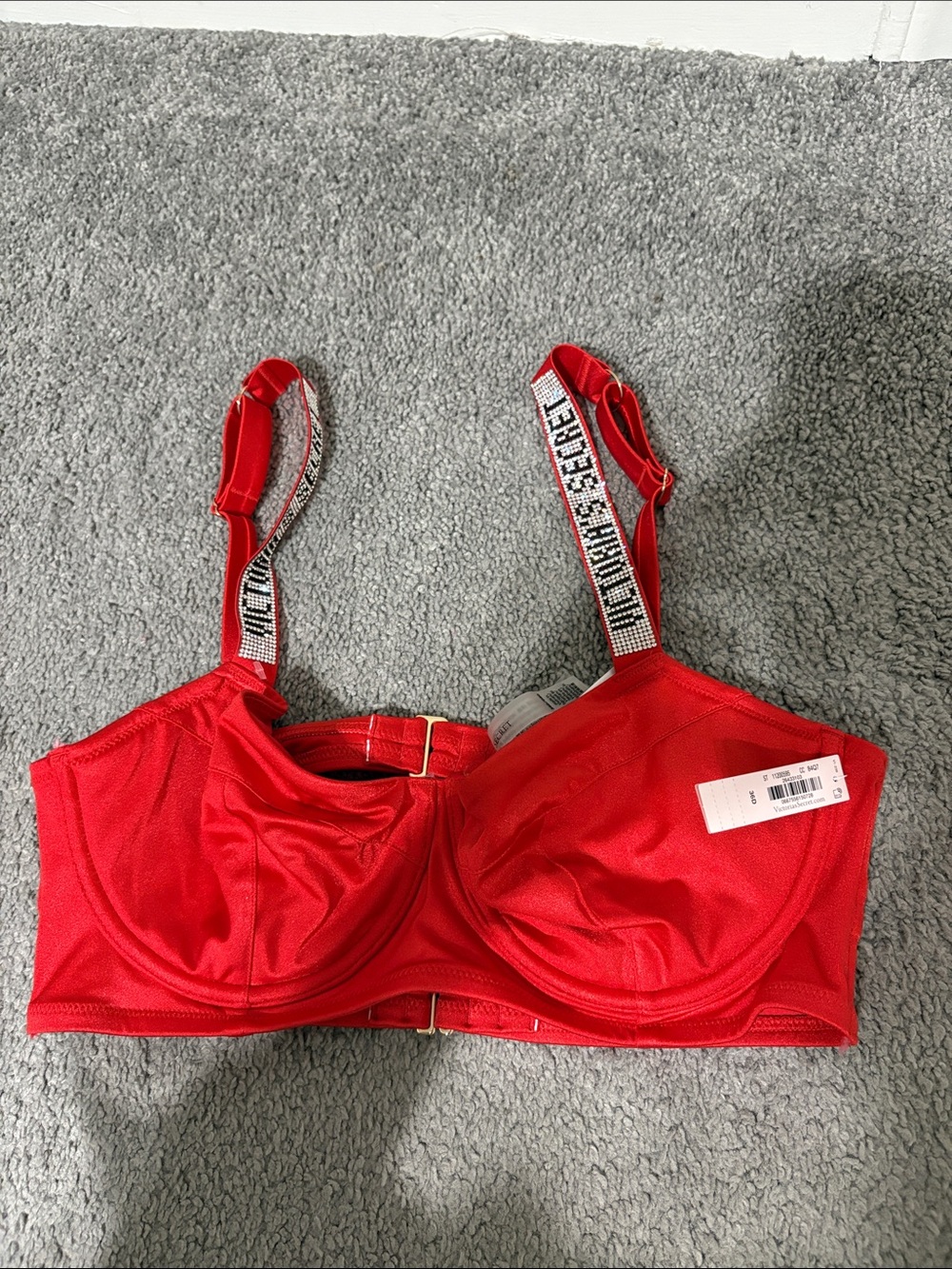 VICTORIAS SECRET SHINE STRAP BIKINI SWIM TOP BLING LOGO 36D